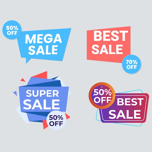 Set de colección de etiquetas de venta Set de banner de cinta y pegatina de etiqueta oferta de venta y anuncio de venta de etiqueta de insignia
