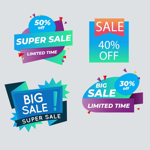 Set de colección de etiquetas de venta Set de banner de cinta y pegatina de etiqueta oferta de venta y anuncio de venta de etiqueta de insignia