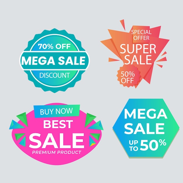 Set de colección de etiquetas de venta Set de banner de cinta y pegatina de etiqueta oferta de venta y anuncio de venta de etiqueta de insignia