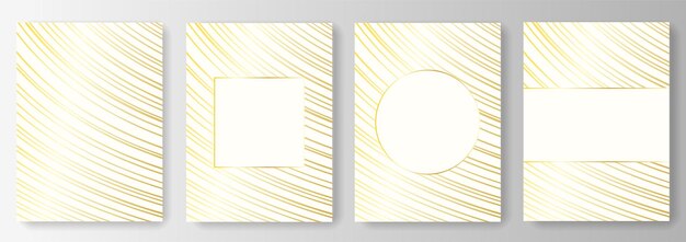 Set Colección de fondos blancos con marcos y líneas doradas