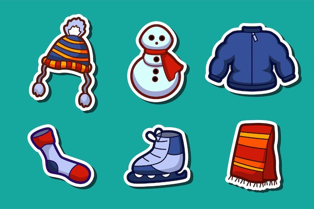 Set colección de pegatinas de invierno