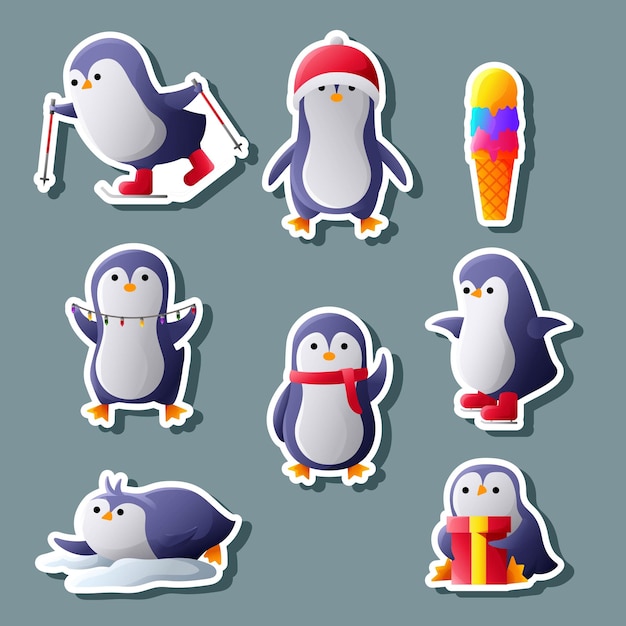 Set colección de pegatinas de invierno