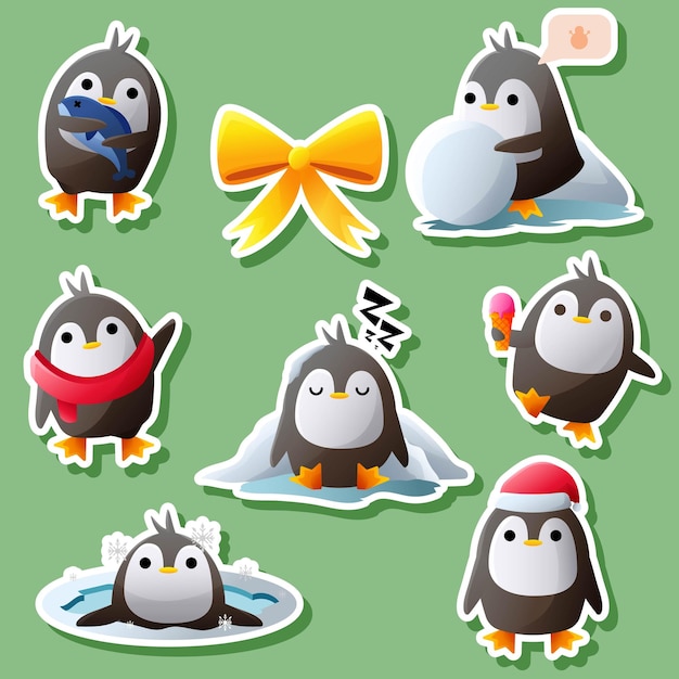 Set colección de pegatinas de invierno