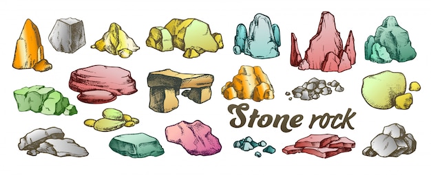 Vector set de colección stone rock gravel