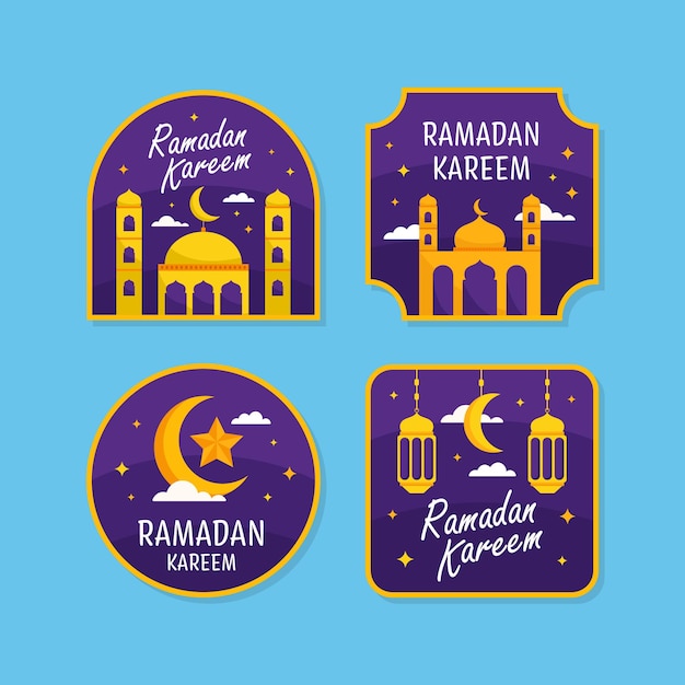 Set de colecciones de etiquetas o pegatinas de ramadan kareem