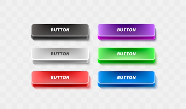 Set color rounded button frame label event web element vector illustration