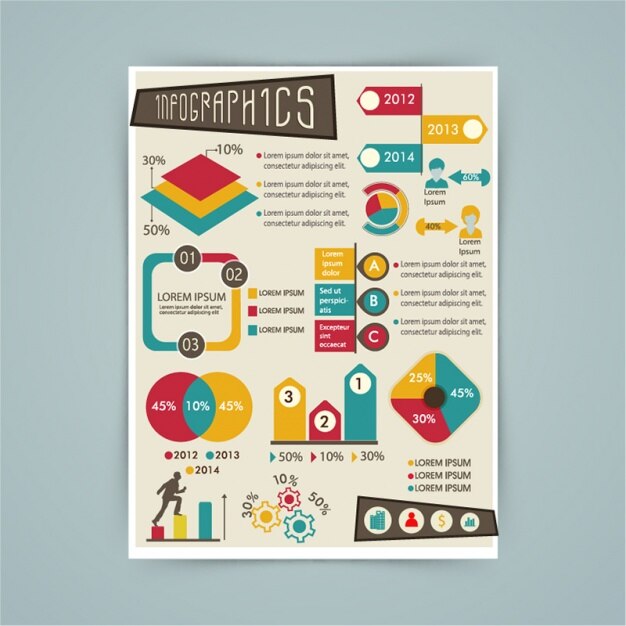 Vector set colorido de gráficos geniales para infografías