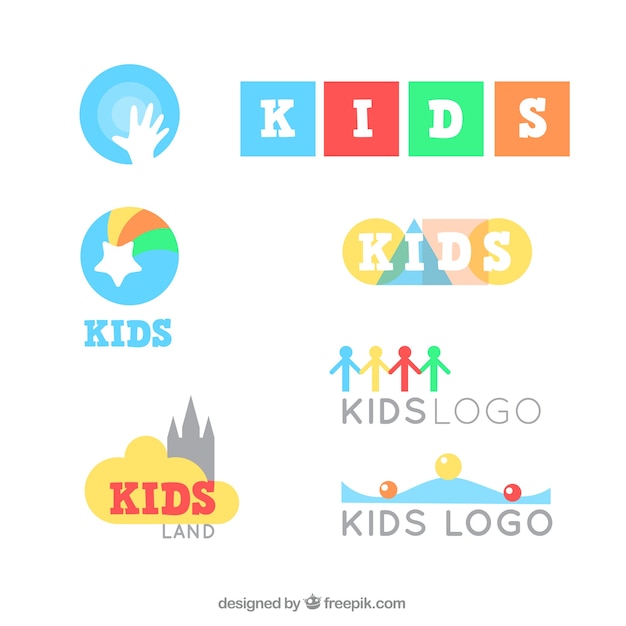 Vector set colorido de logos infantiles