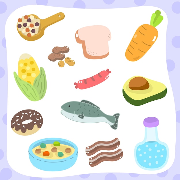 set comida comida kawaii tono pastel