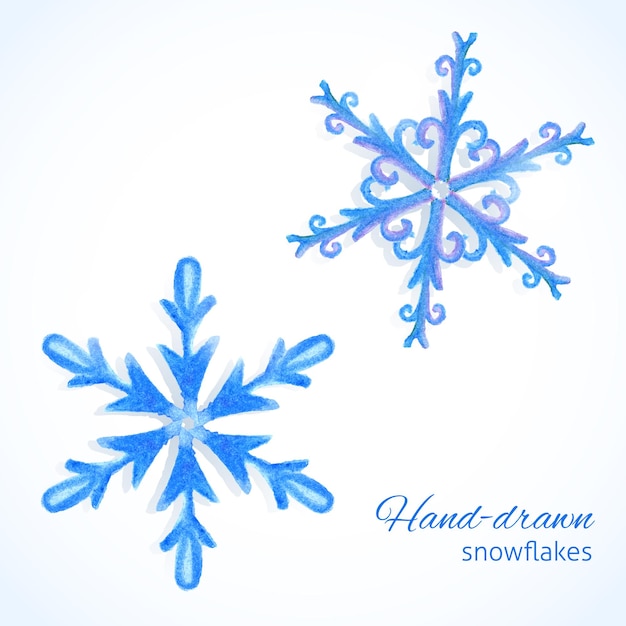 Vector set de copos de nieve de acuarela