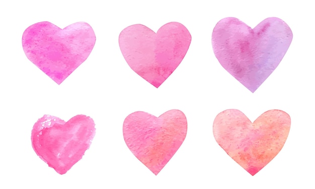 Set de corazones de acuarela