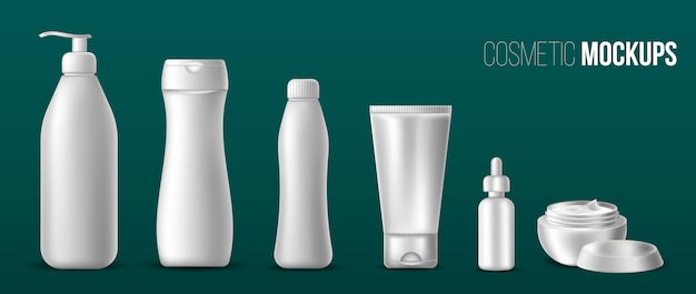 Set de cosméticos vacíos realistas blancos