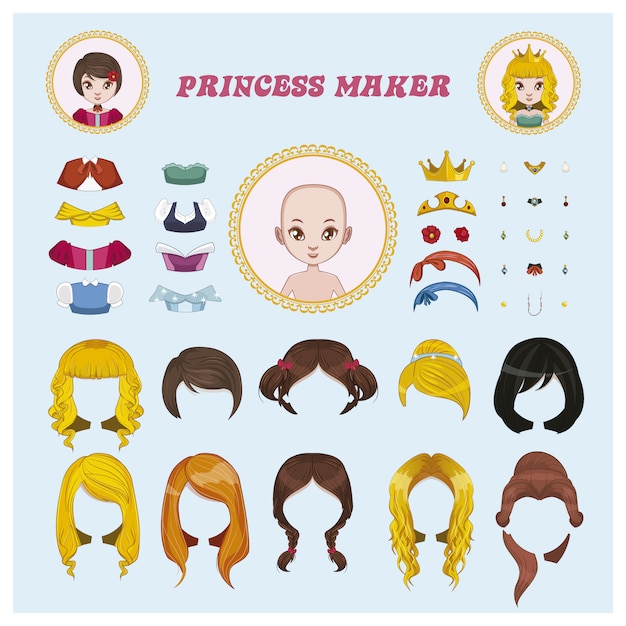 Vector set de creador de princesas