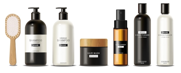 Set de cuidado del cabello cosméticos realistas.