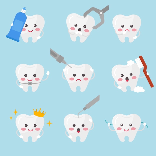 Vector set de cuidado de los dientes