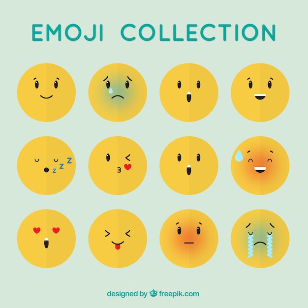 Vector set decorativo de emoticonos planos