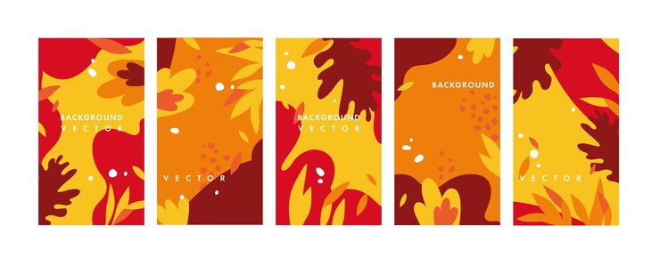 Vector set design colorful templates backgrounds: fondos de pantalla de historias de redes sociales. venta de otoño, contenido promocional de redes sociales con elementos de caídas.