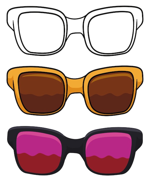 Vector set con diferentes versiones de gafas de sol para lucir en la playa