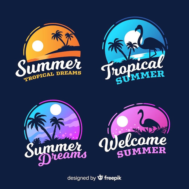 Set de distintivos veraniegos retro