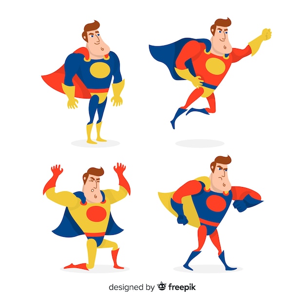 Vector set de divertidos superheroes