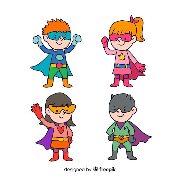 Vector set de divertidos superheroes