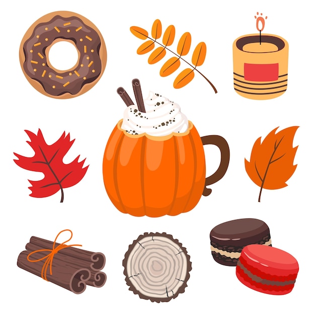 Set de dulces de café elemento de otoño