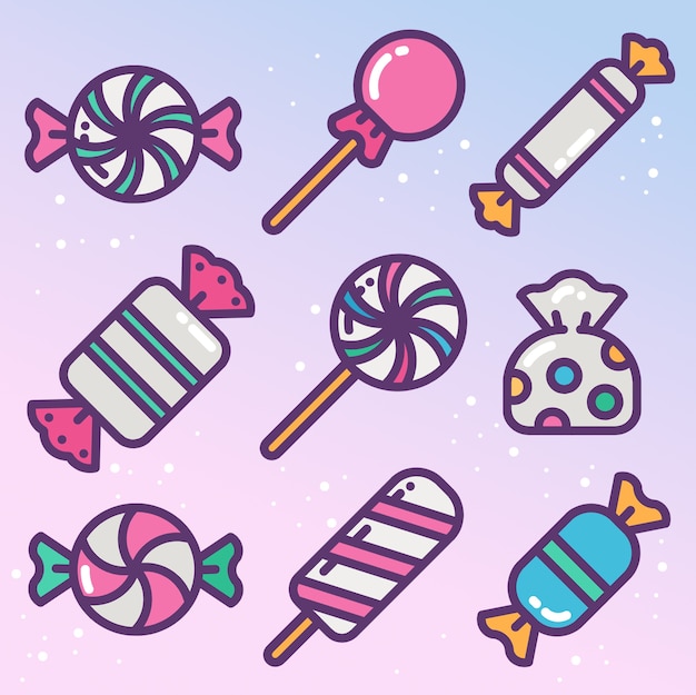 Vector set de dulces y golosinas