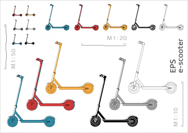 Vector set de e-scooter