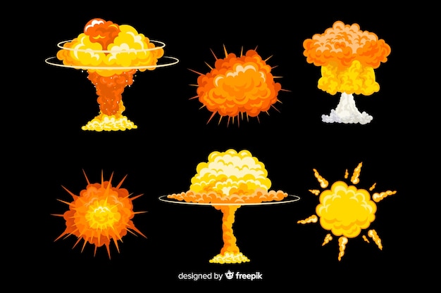 Vector set de efectos de explosión de dibujos