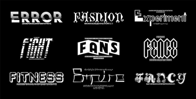 Set de efectos de texto editables Pack de diseño vectorial creativo de fuentes del alfabeto para pantalla Ilustración vectorial