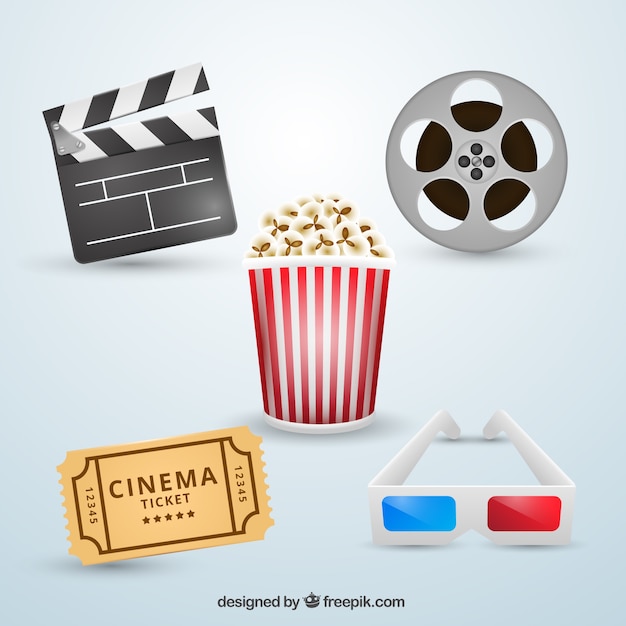 Vector set de elementos de cine y accesorios