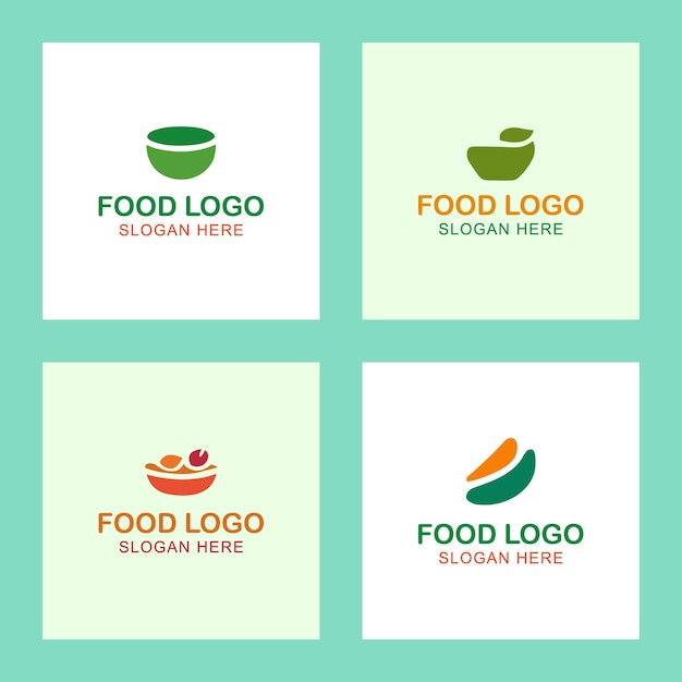 Set de emblemas de logotipos coloridos de alimentos vectoriales