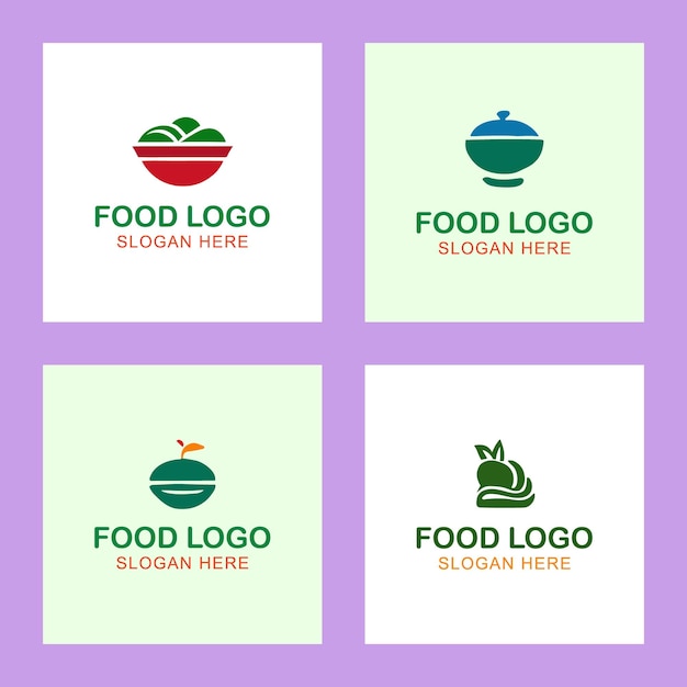 Set de emblemas de logotipos coloridos de alimentos vectoriales