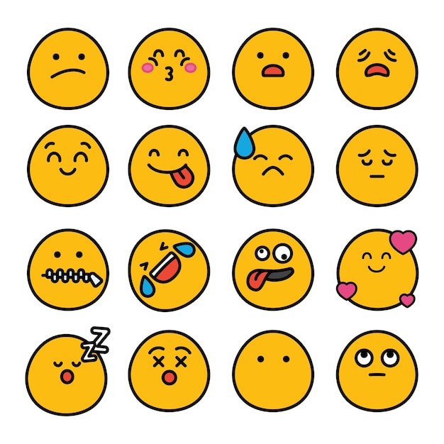 Vector set de emojis mixtos vector gratuito