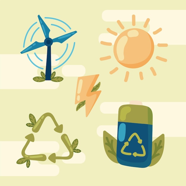 Vector set de energía verde