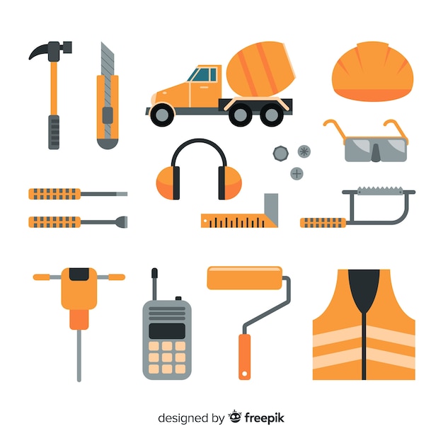 Vector set de equipamiento de construcción