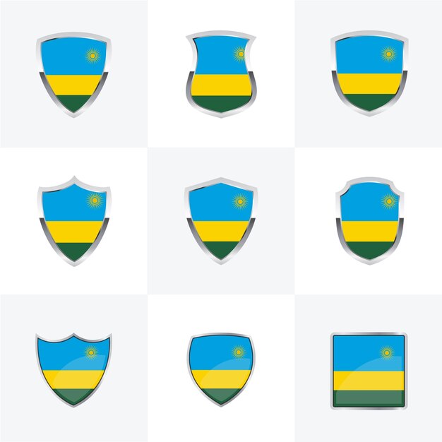 Set de escudos de la bandera de Ruanda