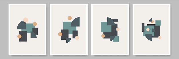 Set de estampas de arte de diseño boho retro Impresionable Bauhaus arte de pared contemporáneo moderno