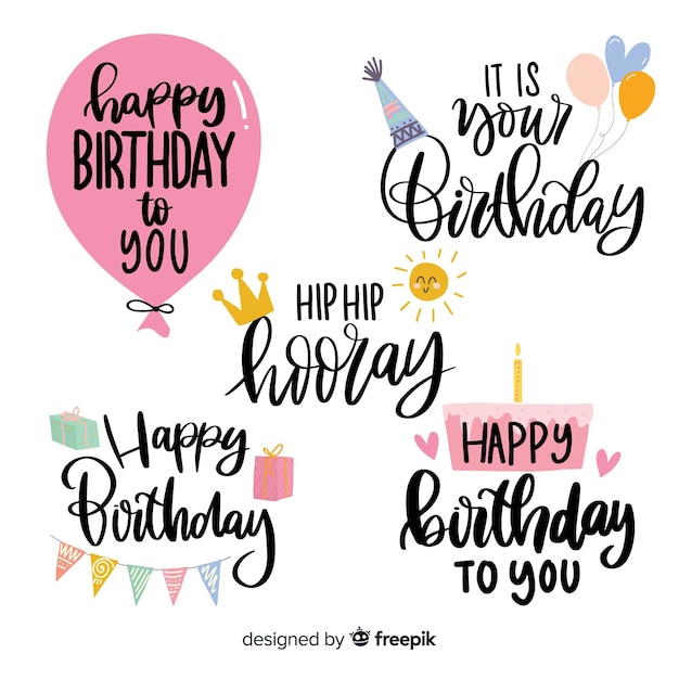 Vector set de etiquetas de cumpleaños