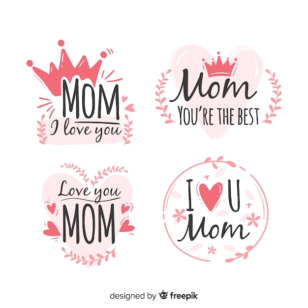 Vector set de etiquetas del día de la madre