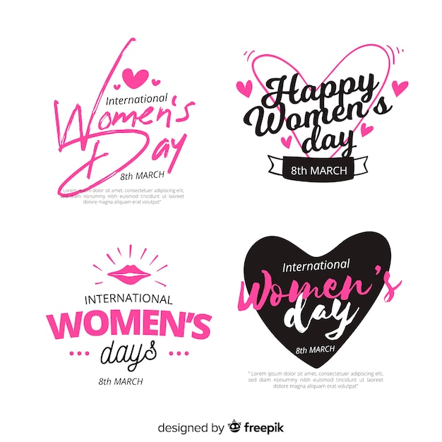 Vector set de etiquetas del día de la mujer