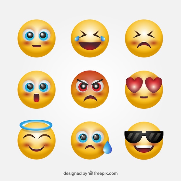 Vector set fantástico de emoticonos en 3d