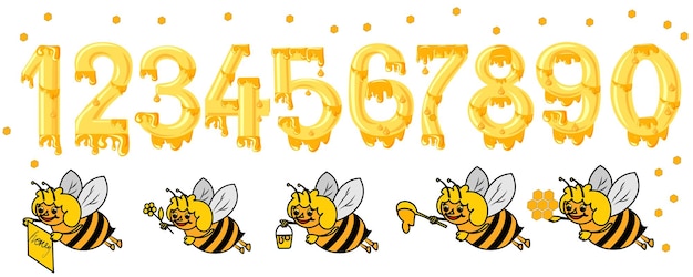 Vector set figuras con abeja melífera