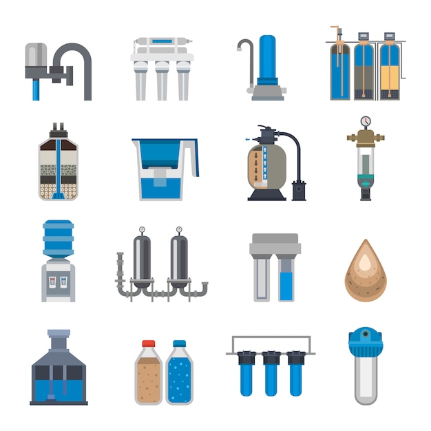 Vector set de filtración de agua