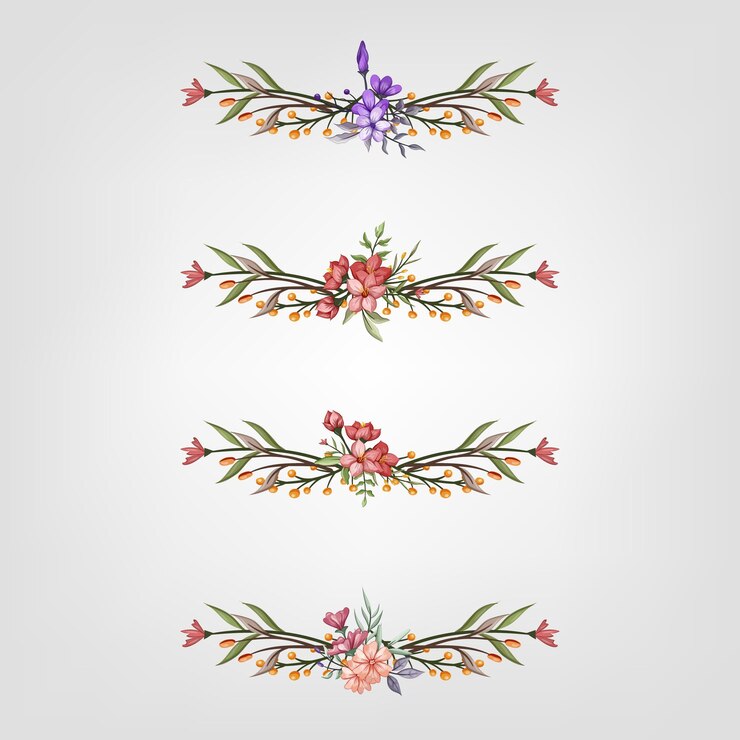 Vector set flor botánica elementos florales ramas decorativas hojas hierbas plantas silvestres flores para i