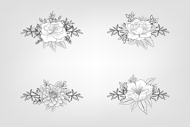 Set de flores botánicas elementos florales Decorativo para la invitación