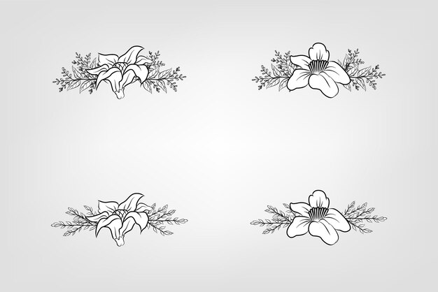 Vector set de flores botánicas elementos florales decorativo para la invitación