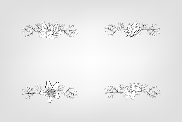 Vector set de flores botánicas elementos florales decorativo para la invitación