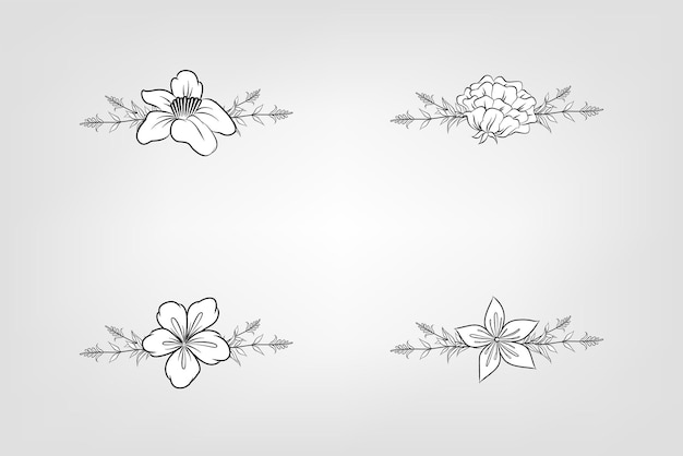 Vector set de flores botánicas elementos florales decorativo para la invitación