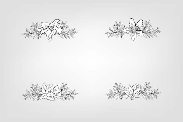 Set de flores botánicas elementos florales Decorativo para la invitación